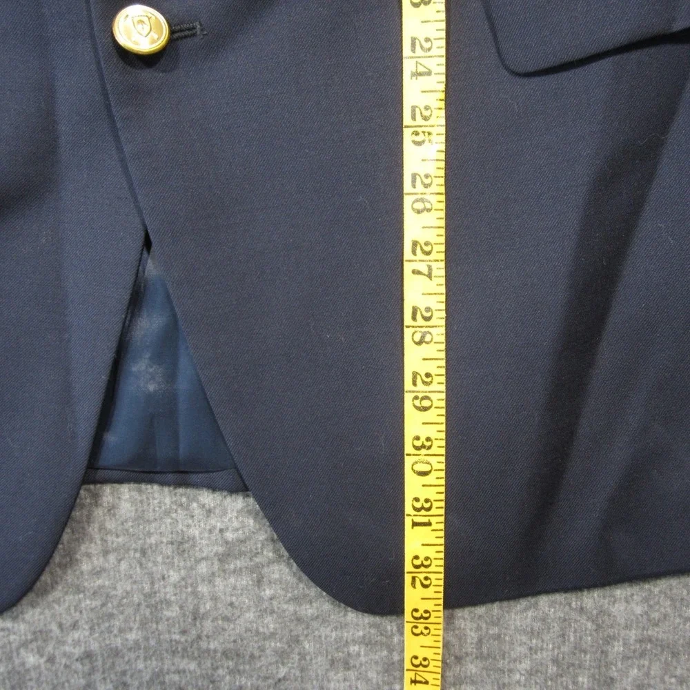 Lauren Ralph‎ Lauren Wool Blazer 44R Navy Gold Two Button Lined Wedding Guest